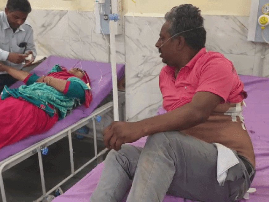 नारनौल में कार से टकराकर ऑटो पलटा:हादसे में एक महिला की मौत, एक साल के बच्चे समेत 11 लोग गंभीर, रेफर