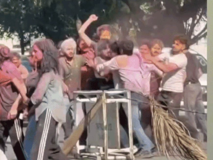 चंडीगढ़ में पंजाब यूनिवर्सिटी गेट के सामने चले लात-घूंसे:कपड़े तक फाड़े, 22 मिनट का वीडियो वायरल, लड़की आई झगड़ा छुड़वाने