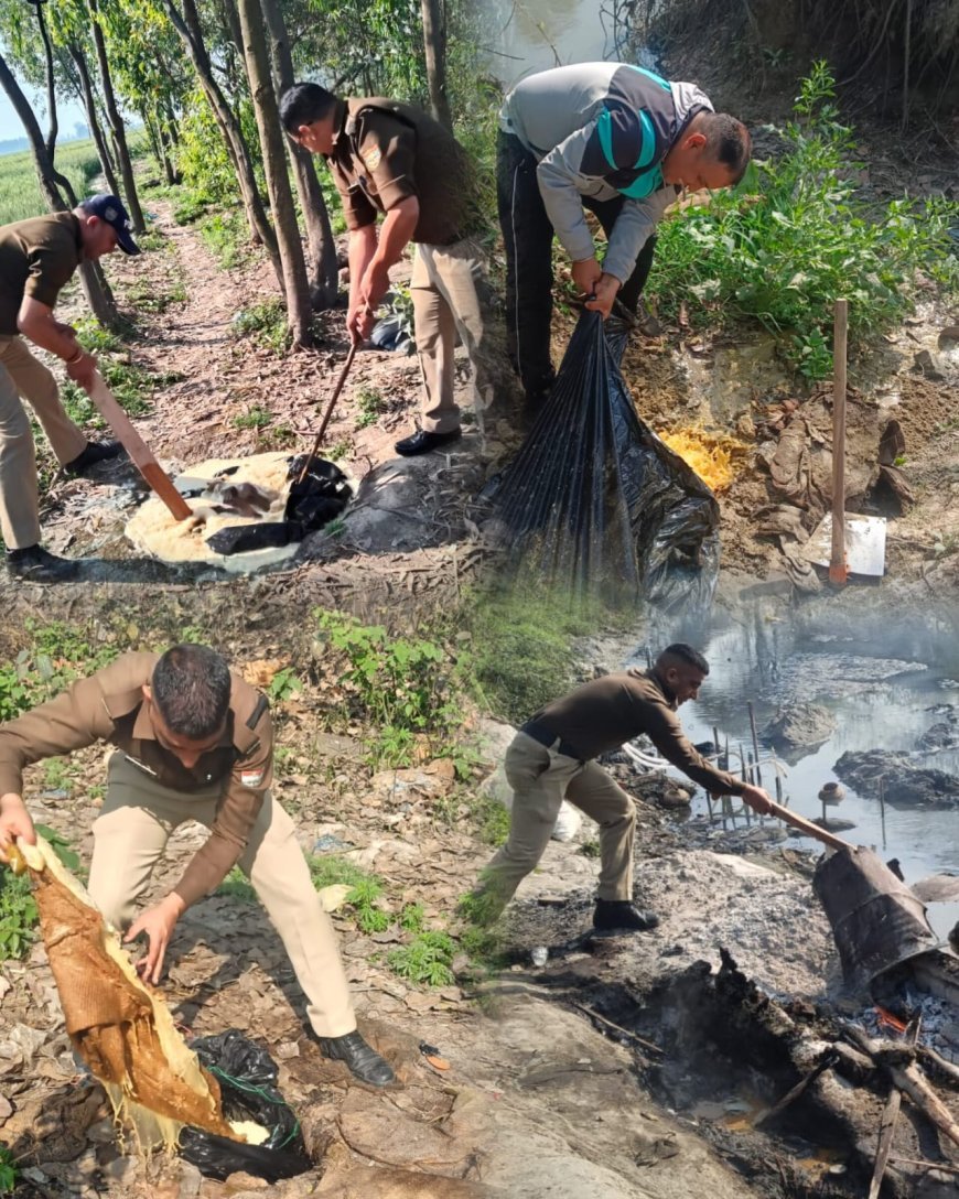एसएसपी अजय गणपति के निर्देश पर कच्ची शराब के कारोबारियों के विरुद्ध चला पुलिस का डंडा, शराब माफियाओं में मचा हड़कंप 401 लीटर शराब जब्त, 6 भट्ठियां की गईं जमींदोज, 27 हजार लीटर से अधिक लहन नष्ट।*