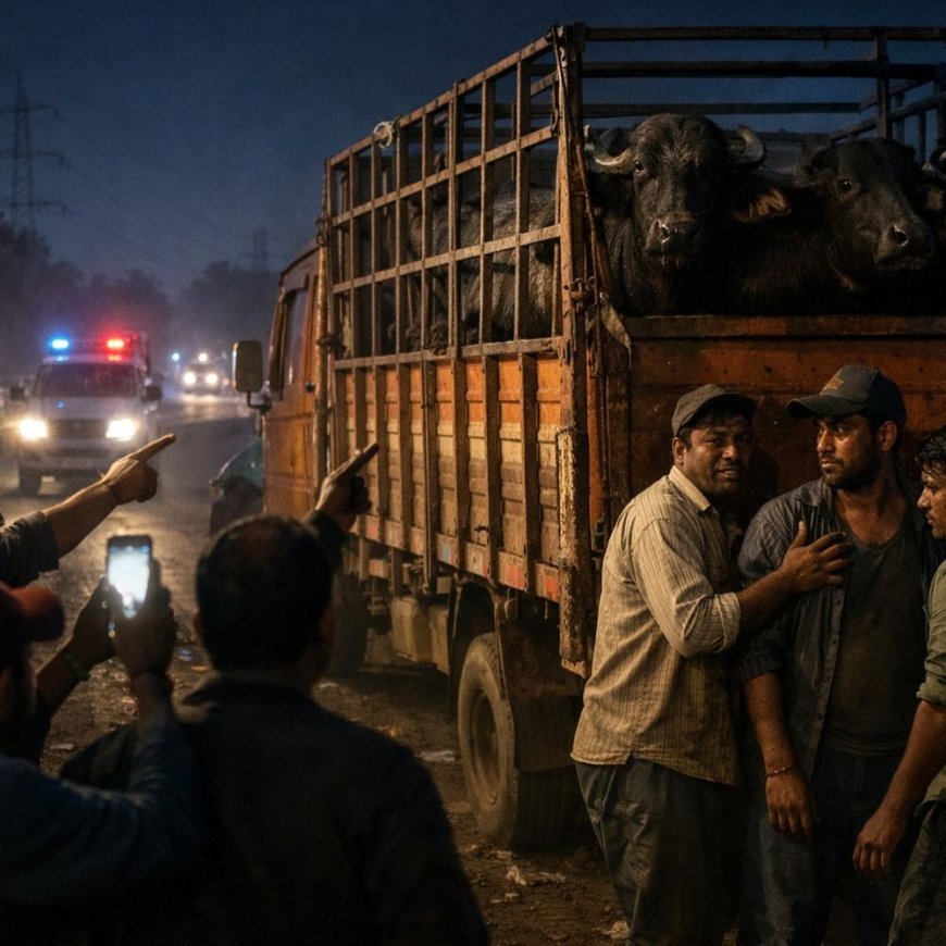 महाराष्ट्र में गोरक्षकों ने ट्रक हेल्पर को गोबर खिलाया:ड्राइवर पर हमला किया, दो गिरफ्तार; मुंबई-बेंगलुरु हाईवे पर भैंसों से भरी गाड़ी को रोका था