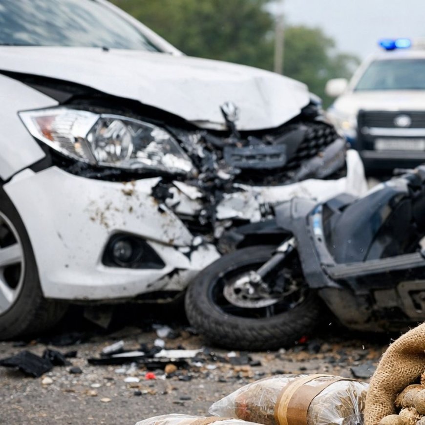 जींद में कार-स्कूटी की टक्कर में डोडा पोस्त बरामद:तलाशी के दौरान मिला; स्कूटी सवार घायल, ड्राइवर मौके से फरार