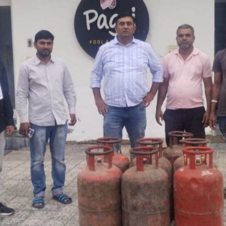 पाली के पगड़ी रिसॉर्ट से 07 सिलेंडर जब्त:बिना वैध कनेक्शन कर रखा था सिलेंडर का स्टॉक
