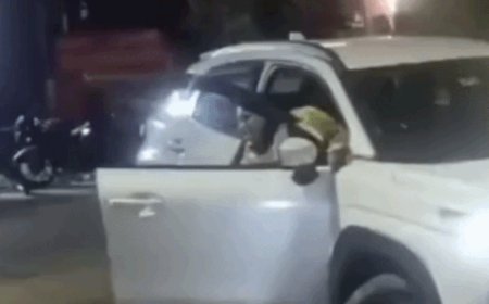 हिसार में नशे में महिला ने सड़क पर हंगामा किया:खुद को बताया नर्सिंग ऑफिसर, बीच सड़क पर गाड़ी खड़ी की, यातायात बाधित