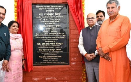 CUH महेंद्रगढ़ में जल शोधन संयंत्र का उद्घाटन:कुलपति बोले-गांवों का जल स्तर सुधरेगा, 200 केएल क्षमता के 3 शुद्ध जल भंडारण टैंक स्थापित