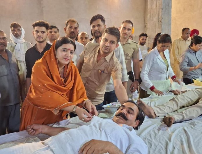 राजौंद में रक्तदान शिविर, 78 यूनिट ब्लड एकत्रित:विधायक देवेंद्र अत्री बोले- इससे बड़ा कोई दान नहीं, रक्त का कोई विकल्प नहीं