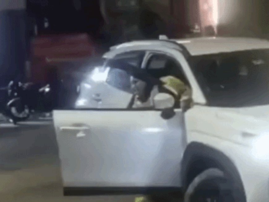 हिसार में नशे में महिला ने सड़क पर हंगामा किया:खुद को बताया नर्सिंग ऑफिसर, बीच सड़क पर गाड़ी खड़ी की, यातायात बाधित