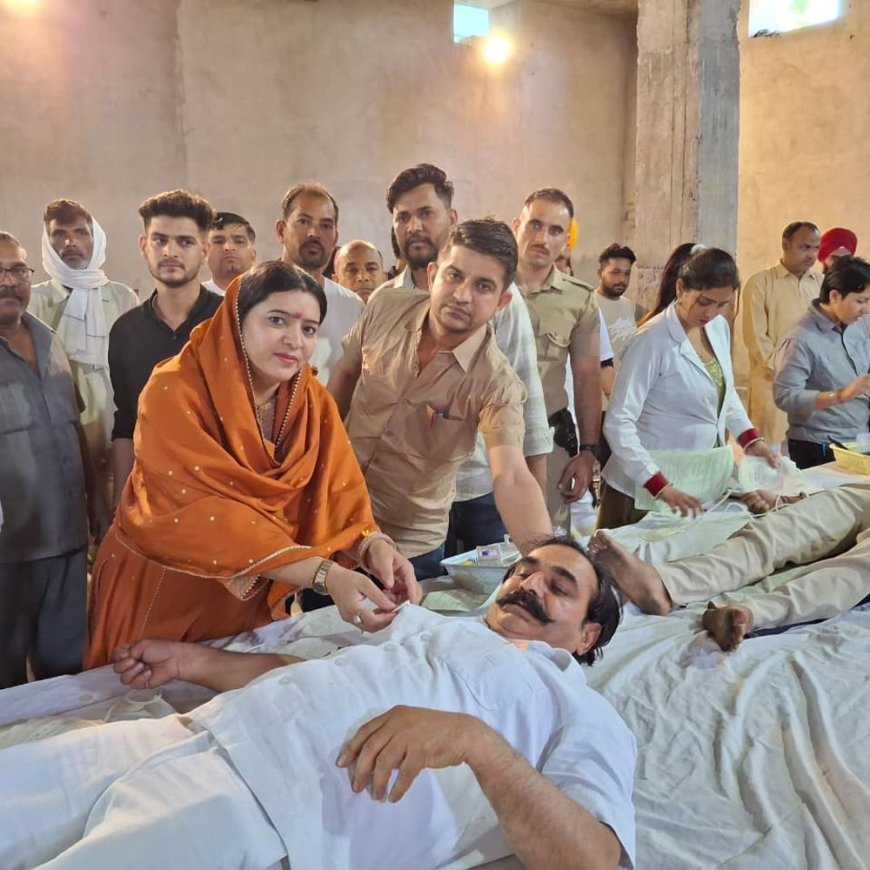 राजौंद में रक्तदान शिविर, 78 यूनिट ब्लड एकत्रित:विधायक देवेंद्र अत्री बोले- इससे बड़ा कोई दान नहीं, रक्त का कोई विकल्प नहीं
