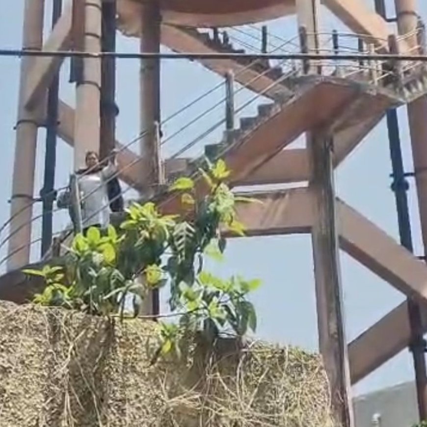 हजरतगंज में महिला का हाई वोल्टेज ड्रामा:परशुराम जयंती पर अवकाश की मांग को लेकर टंकी पर चढ़ीं सपा नेत्री, आश्वासन के बाद उतरीं