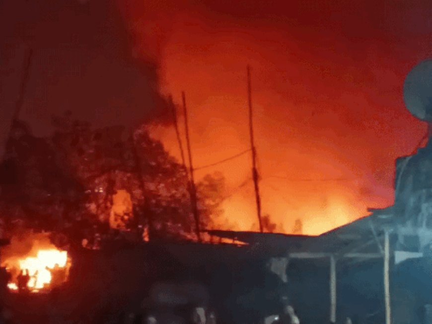 गुरुग्राम में झुग्गियां में लगी आग:गैस सिलेंडरों में धमाका, तेज हवा से दूर तक फैली; कई लोगों के फंसने की आशंका