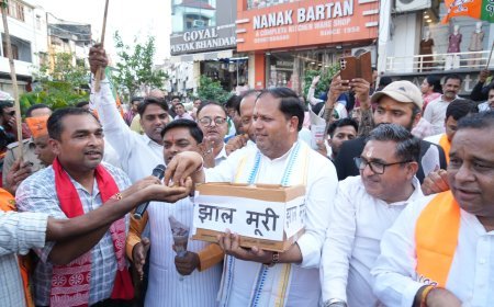 तीन राज्यों की जीत पर भाजपाईयों ने भगत सिंह चौक पर मनाया जश्न