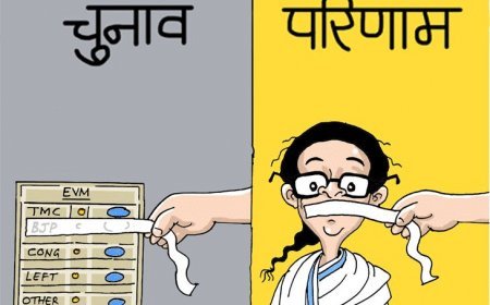 5 राज्यों के नतीजे 16 कार्टून्स में:बंगाल में दीदीगीरी खत्म, TMC को झालमुड़ी से फूड पॉइजनिंग; तमिलनाडु में एक्टर विजय की ‘TVK’ हाउसफुल