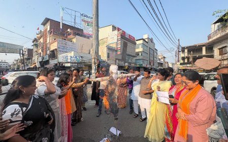 भाजपा महिला मोर्चा ने किया कांग्रेस पार्टी का पुतला दहन, दिखा भारी आक्रोश*