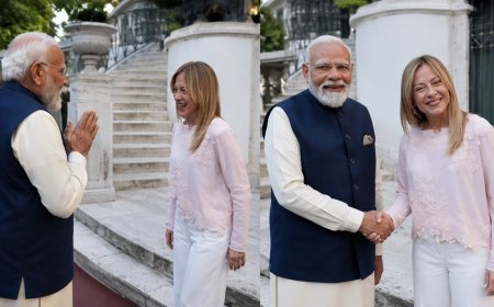 PM Modi Giorgia Meloni Rome Meeting: पहले नमस्ते, फिर हैंडशेक...जब रोम में मेलोनी से मिले पीएम मोदी