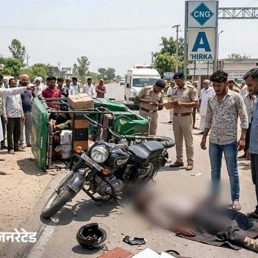 जींद में दिल्ली के युवक की हादसे में मौत:नरवाना कोर्ट से पेशी भुगतकर लौट रहा था; बुलेट के परखच्चे उड़े, दोस्त घायल
