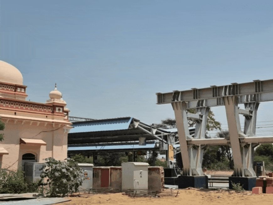 झुंझुनूं रेलवे स्टेशन:फुटओवर ब्रिज का ढांचा तैयार, लिफ्ट के लिए यात्रियों को करना होगा लंबा इंतजार