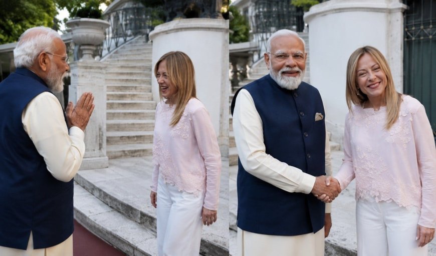 PM Modi Giorgia Meloni Rome Meeting: पहले नमस्ते, फिर हैंडशेक...जब रोम में मेलोनी से मिले पीएम मोदी