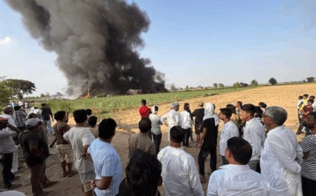महम की 2 एकड़ में कबाड़ फैक्ट्री में लगी आग:बिजली पोल से शॉर्ट सर्किट की आशंका; 6 फायर गाड़ियां बुझाने में जुटी