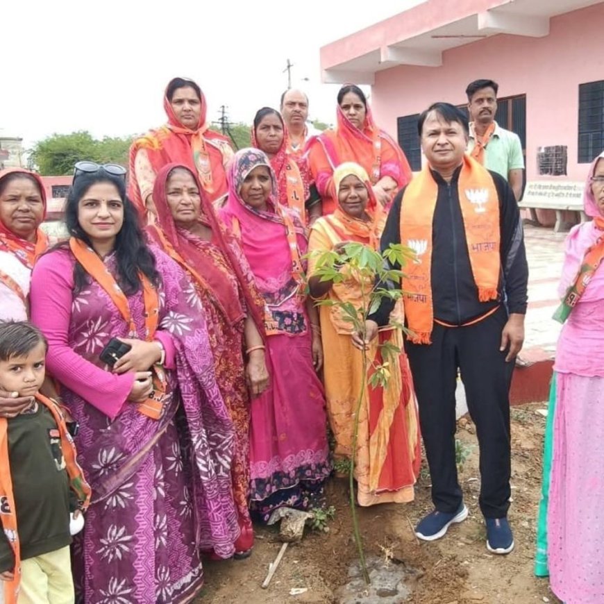 ‘एक पेड़ मां के नाम’ अभियान के तहत लगाए पौधे:भाजपा जिला अध्यक्ष ने चांदपोल श्मशान से किया शुरू; 33 मंडलों में लगाए जाएंगे हजारों पौधे