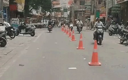 फतेहाबाद के बाजारों में होगा वन-वे ट्रैफिक सिस्टम:हंस मार्केट से जवाहर चौक तक रखवाए गए ट्रैफिक कोन, पुलिस करेगी निगरानी