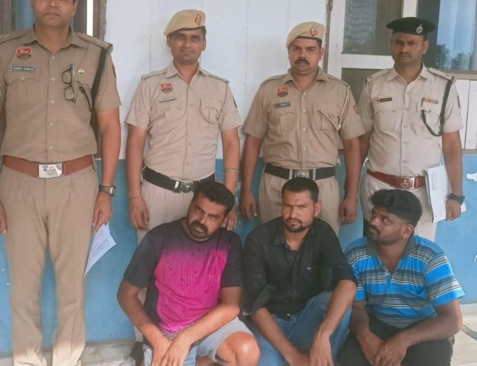 नूंह पुलिस ने मक्त कराई 16 गाय:तीन गोतस्कर गिरफ्तार, कैंटर में भरकर ला रहे थे, दो कनार्टक के रहने वाले