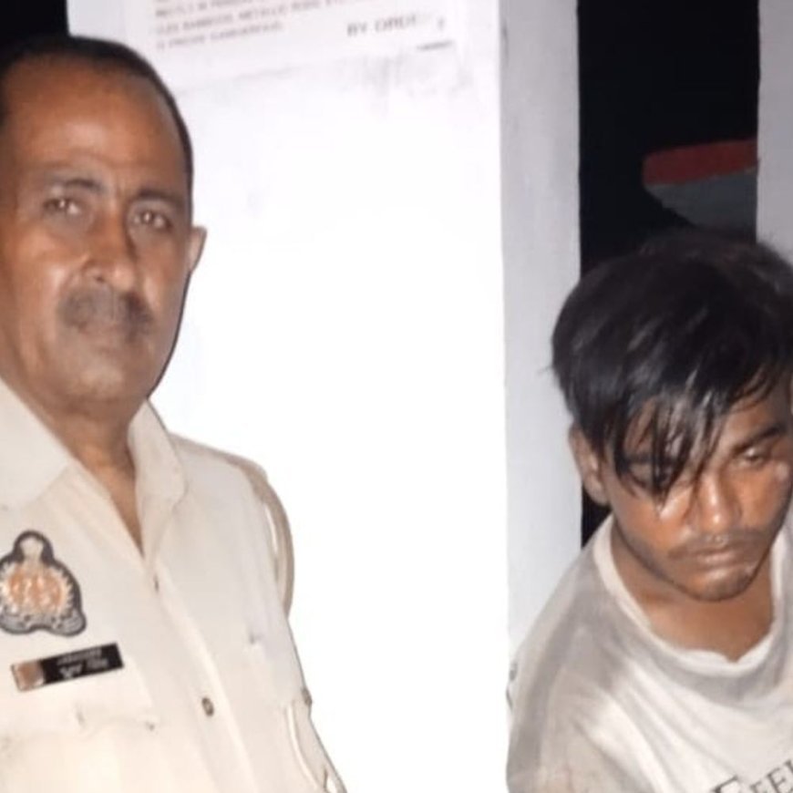 युवक गोरखपुर एक्सप्रेस से रेलवे का सामान लेकर कूदा:ग्रामीणों की सतर्कता से पकड़ा गया, चादर और तकिया कवर बरामद