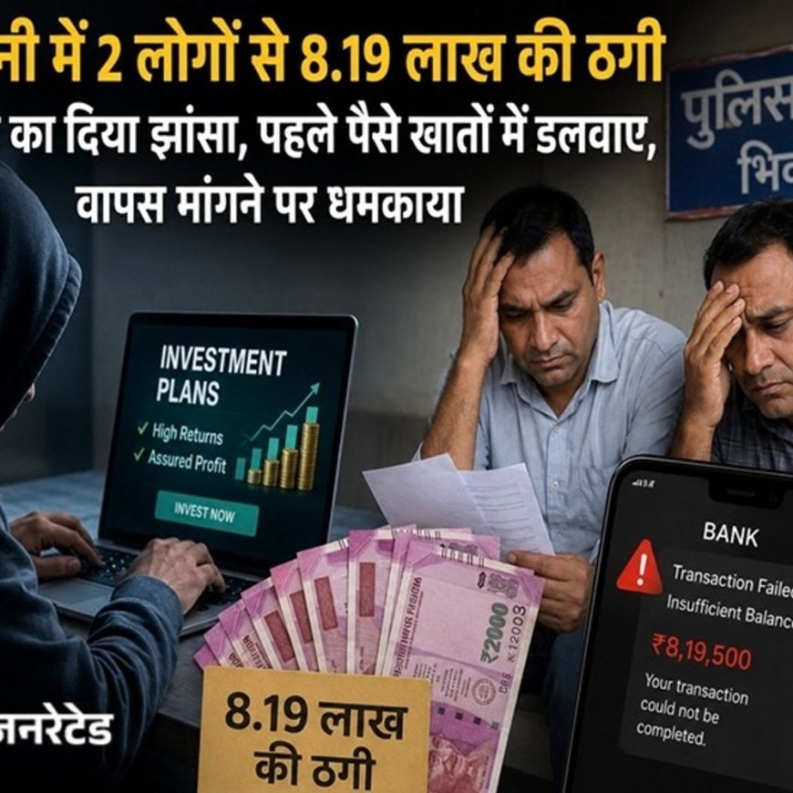 भिवानी में निवेश के नाम पर ₹8.19 लाख हड़पे:दो लोगों को डबल राशि का दिया झासा; चेक बाउंस होने पर खुलासा