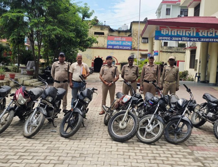 एसएसपी अजय गणपति के कुशल निर्देशन का असर— वाहन चोरी की घटनाओं का हुआ खुलासा, 08 चोरी की मोटरसाइकिलें बरामद