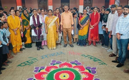 रंगोली बनाकर दिया मतदान का संदेश:चूरू में स्वीप का अनूठा अभियान, हर रंग में वोट की अपील