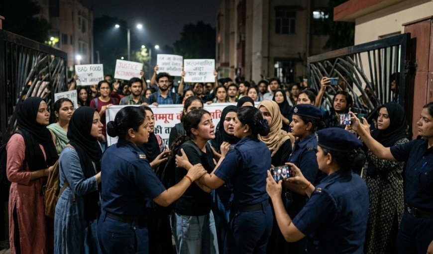 Jamia Millia Islamia के JK Hostel में प्रदर्शन, AISA ने सहायक प्रॉक्टर पर लगाया छात्राओं से मारपीट का आरोप
